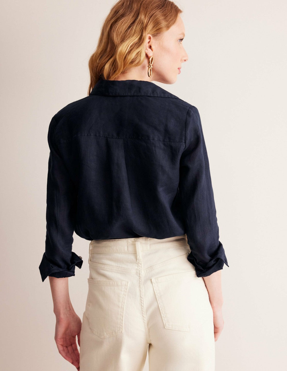 Boden Women Sienna Linen Shirt-Navy