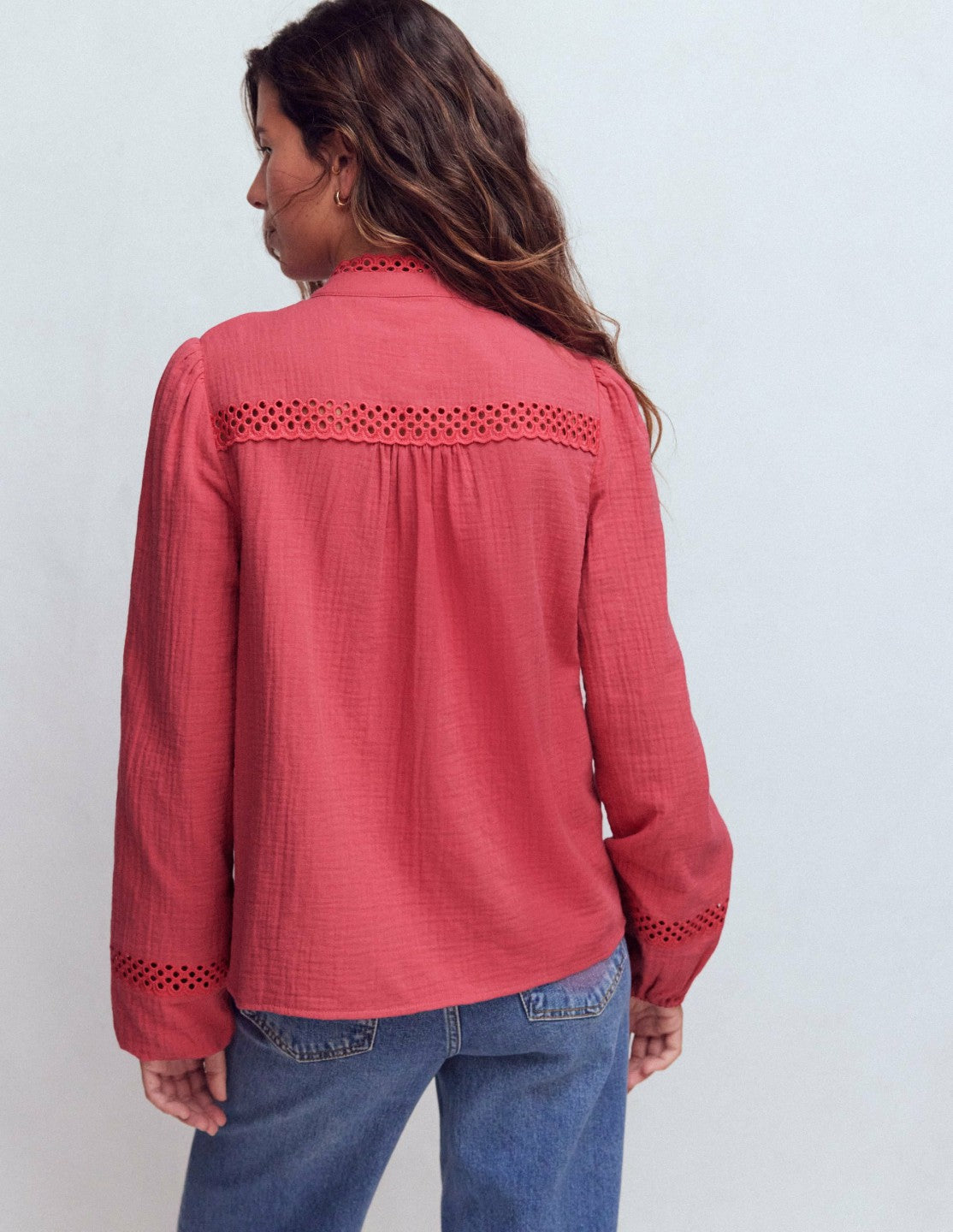 Boden Women Trim Detail Double Cloth Top-Hollyberry