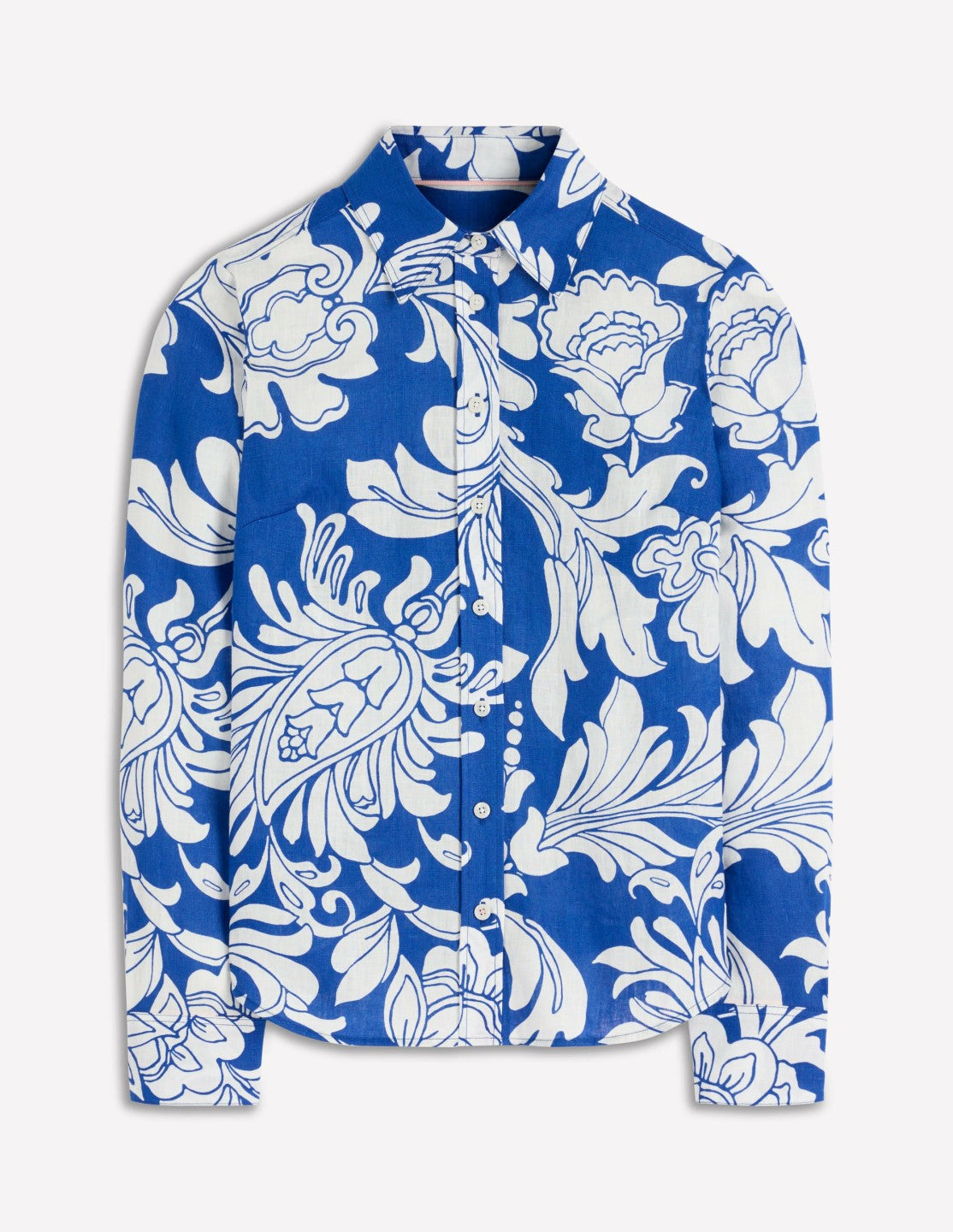 Boden Women Sienna Linen Shirt-Blue, Botanical Flourish