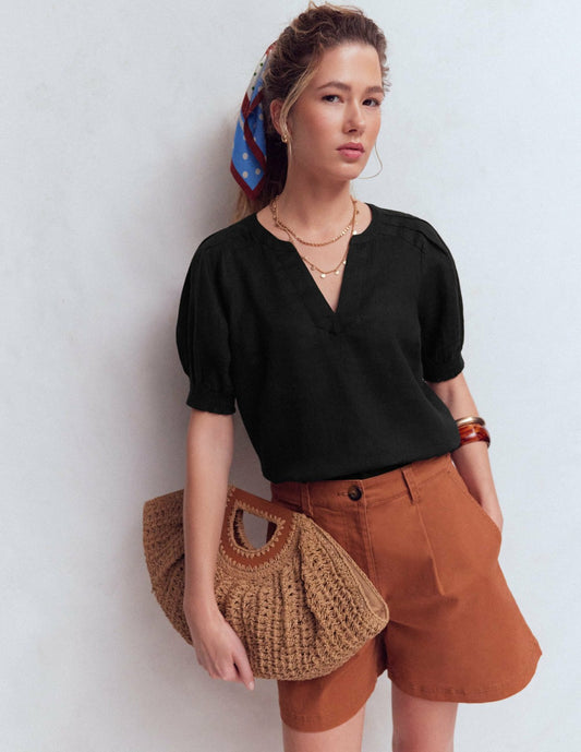 Boden Women Rae Linen Top-Black