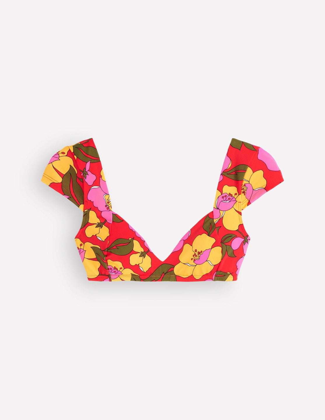 Boden Women Sweetheart Sleeve Bikini Top-Red, Radiant Bloom
