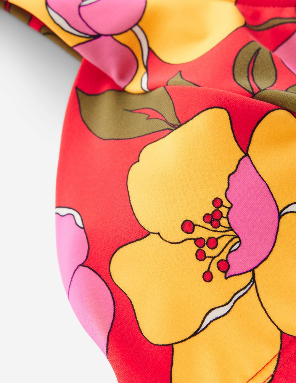 Boden Women Sweetheart Sleeve Bikini Top-Red, Radiant Bloom