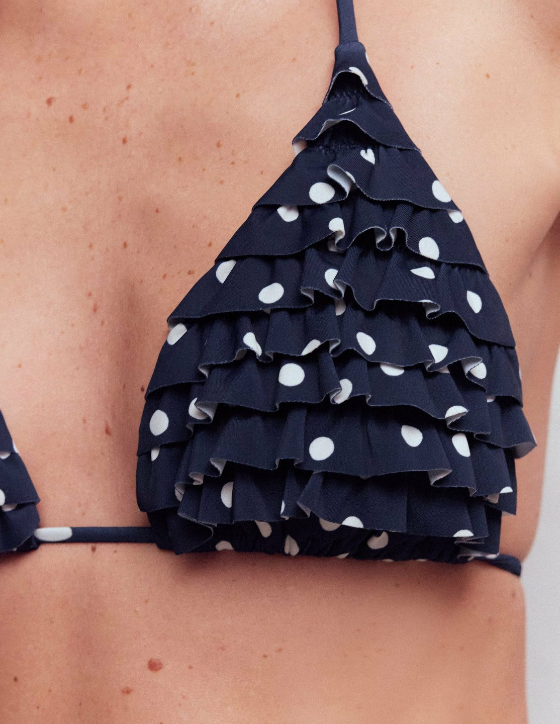 Boden Women Ruffle Bikini Top-Navy Spot