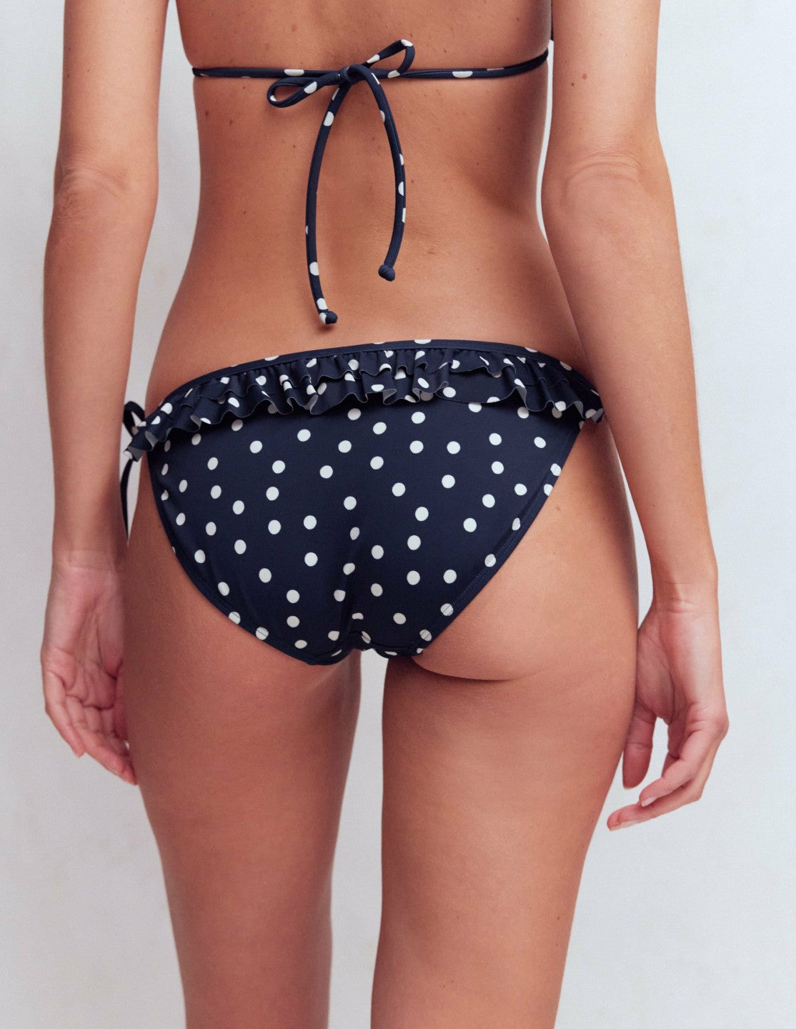 Boden Women Ruffle Bikini Bottoms-French Navy, Painted Dot