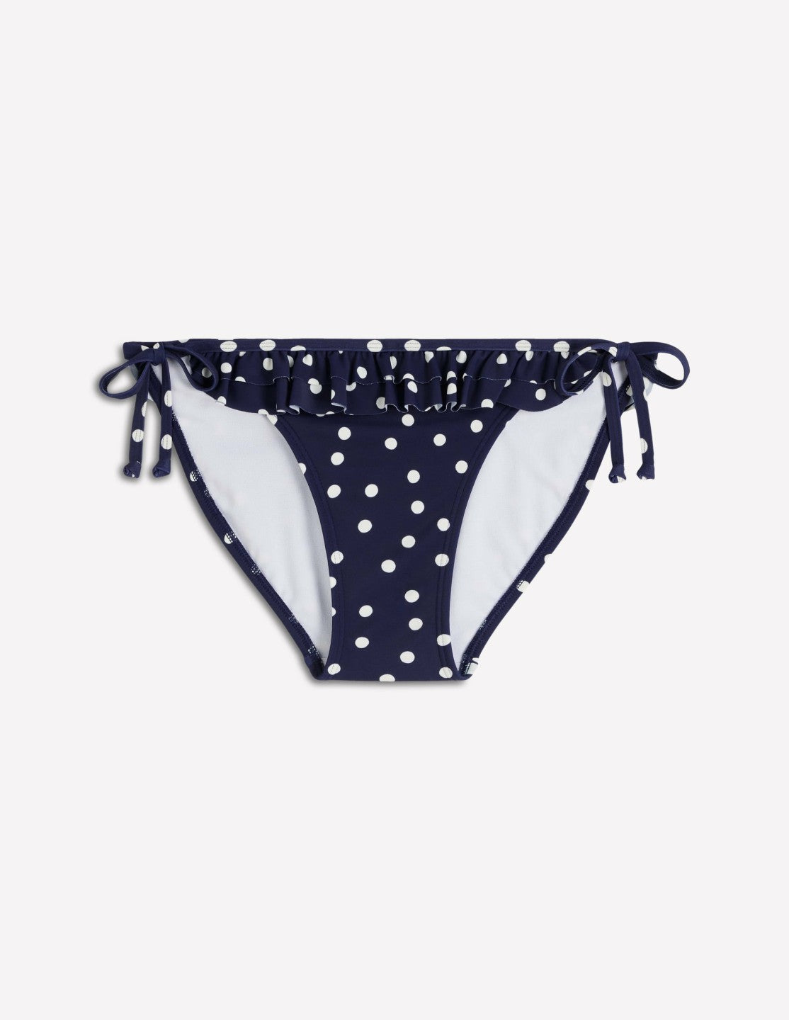 Boden Women Ruffle Bikini Bottoms-French Navy, Painted Dot