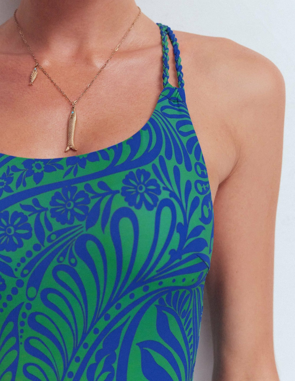 Boden Women Twist Strap Swimsuit-Blue, Enchanted Paisley