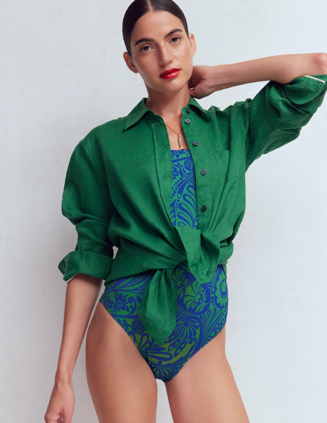 Boden Women Twist Strap Swimsuit-Blue, Enchanted Paisley