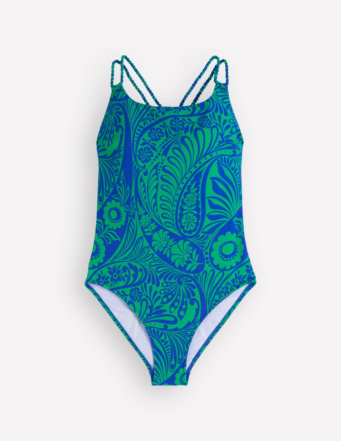 Boden Women Twist Strap Swimsuit-Blue, Enchanted Paisley