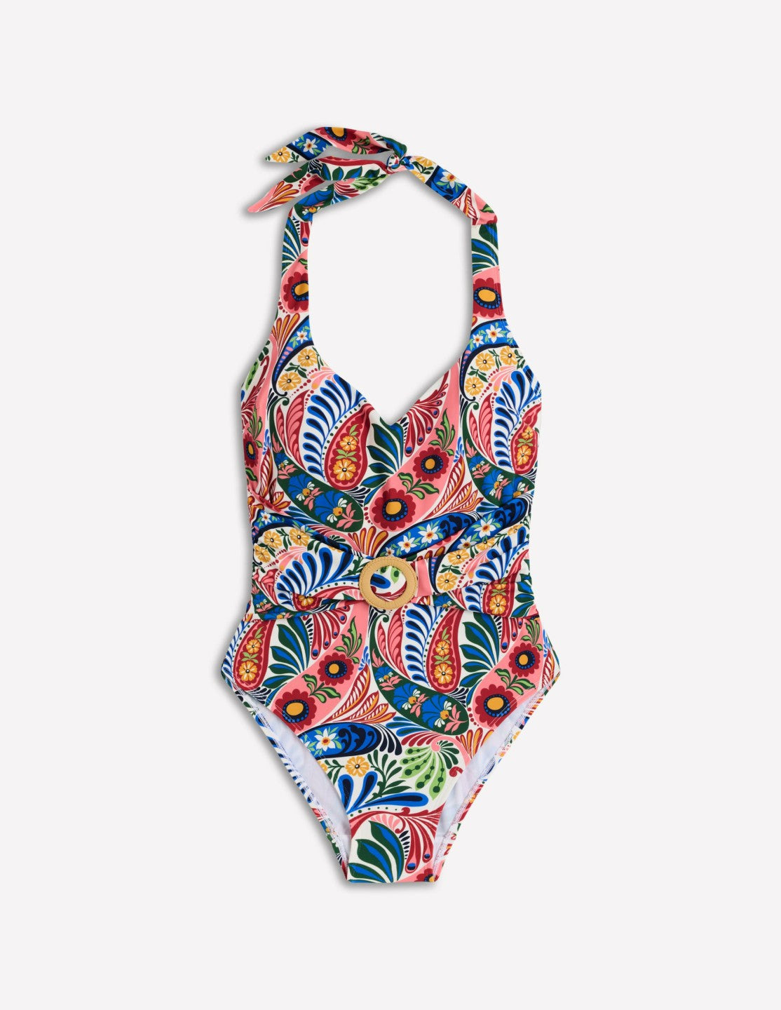 Boden Women Sorrento Hoop Sash Swimsuit-Multi, Enchanted Paisley