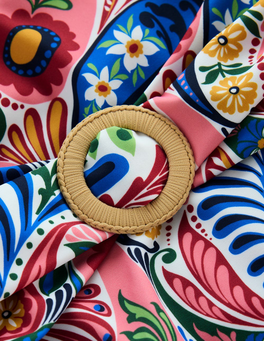 Boden Women Sorrento Hoop Sash Swimsuit-Multi, Enchanted Paisley