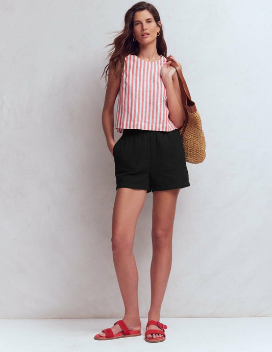 Boden Women Pull On Double Cloth Shorts-Black