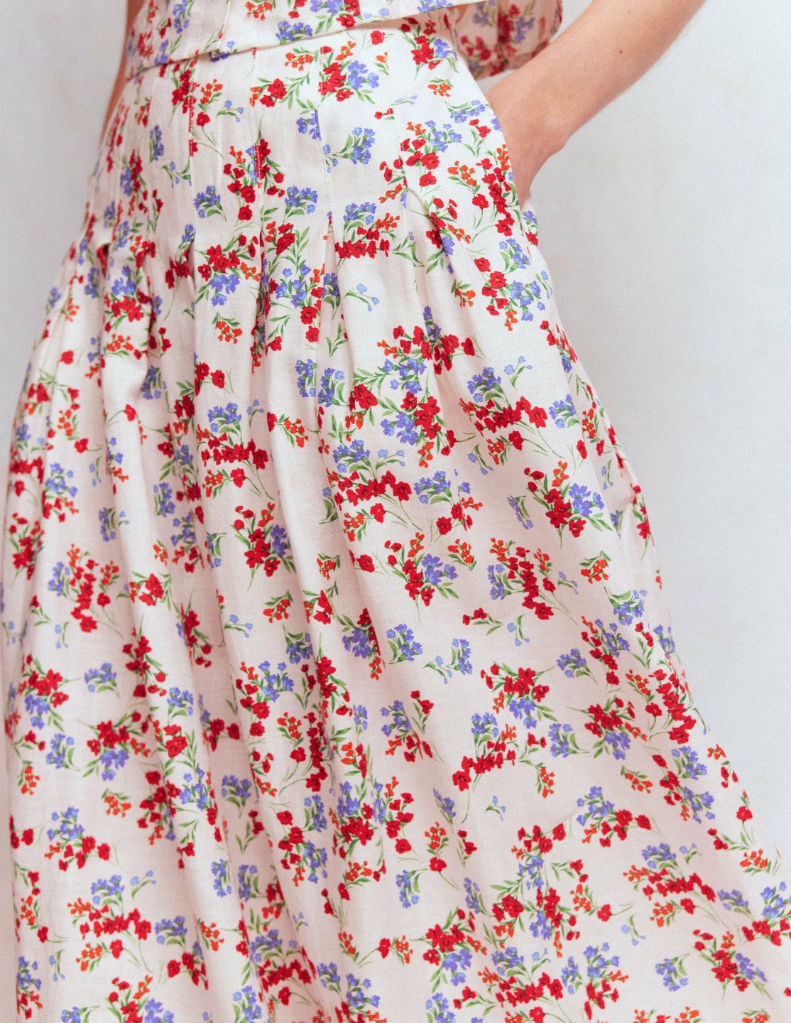 Boden Women Valentina Linen Skirt-Ivory, Bloom Scatter