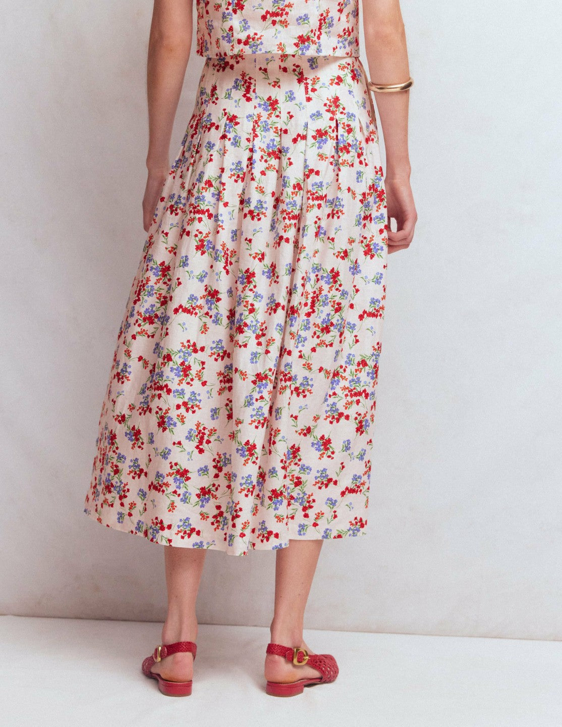 Boden Women Valentina Linen Skirt-Ivory, Bloom Scatter