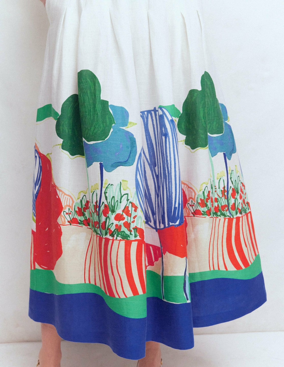 Boden Women Valentina Linen Skirt-Multi, Abstract Valley