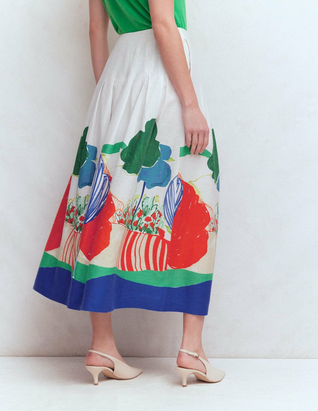 Boden Women Valentina Linen Skirt-Multi, Abstract Valley