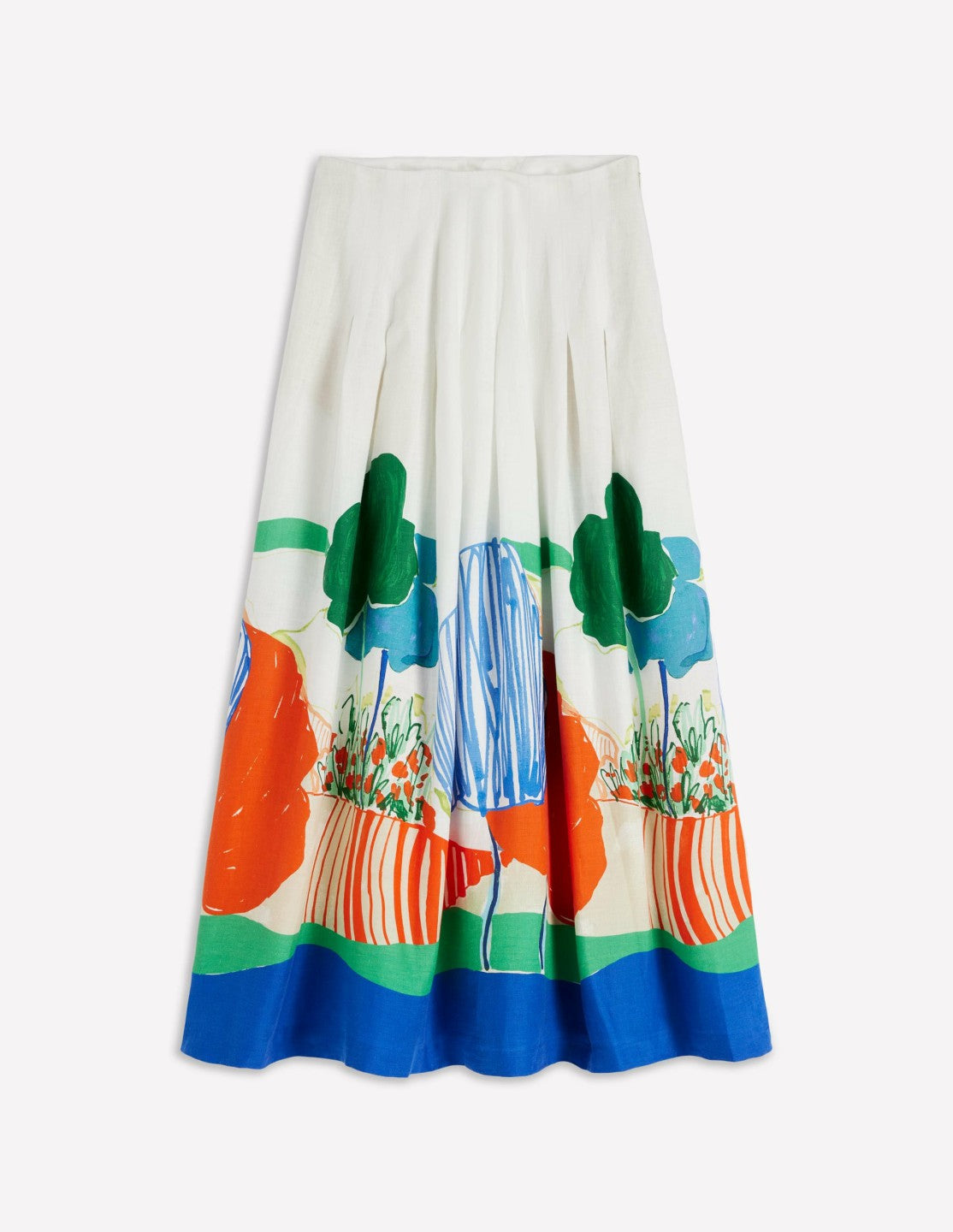 Boden Women Valentina Linen Skirt-Multi, Abstract Valley