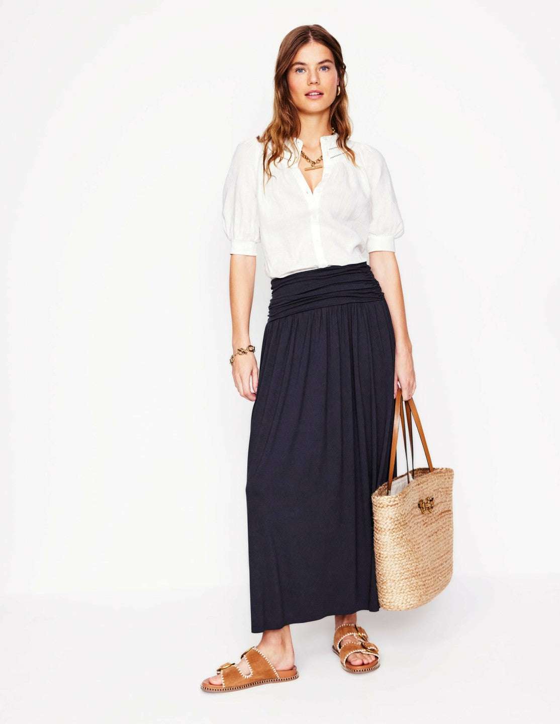 Boden Women Rosaline Jersey Skirt-Navy