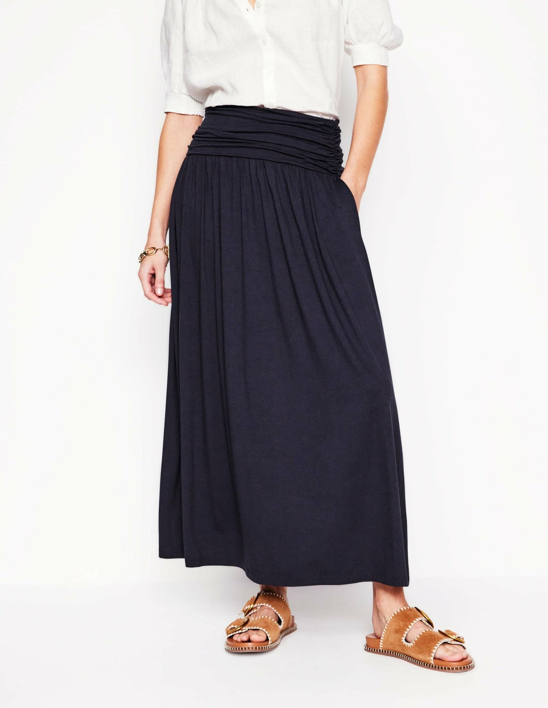 Boden Women Rosaline Jersey Skirt-Navy