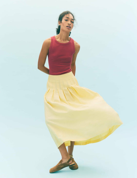 Boden Women Valentina Linen Skirt-Buttercream