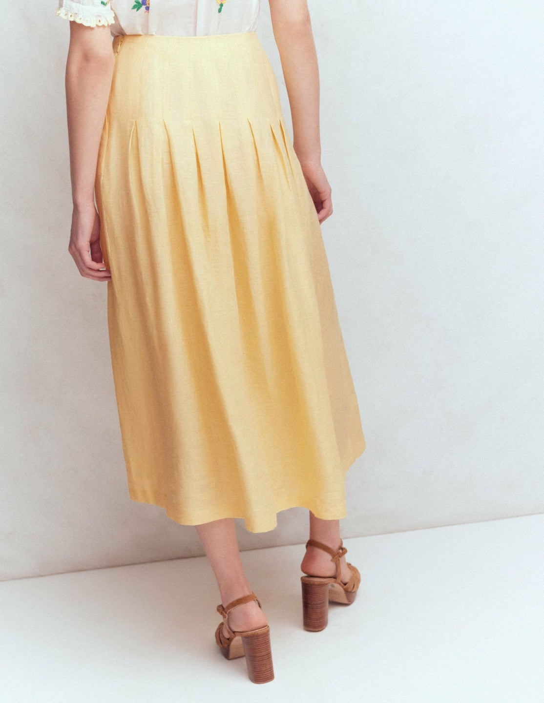 Boden Women Valentina Linen Skirt-Buttercream