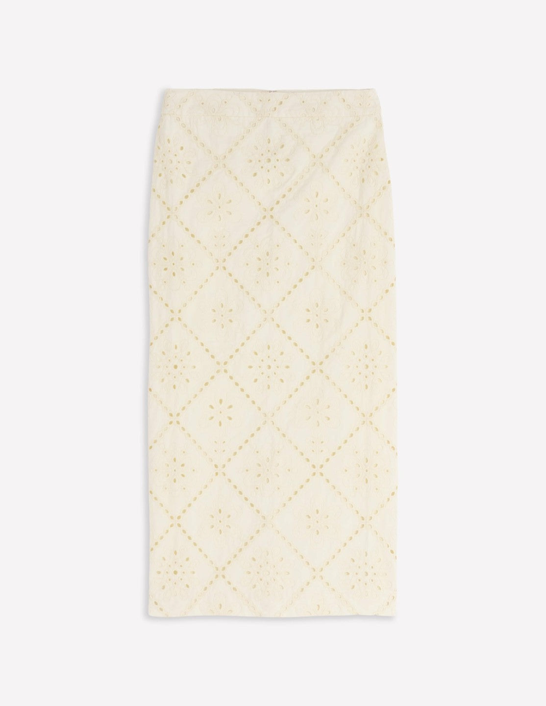 Boden Women Textured Column Skirt-Ivory Broderie