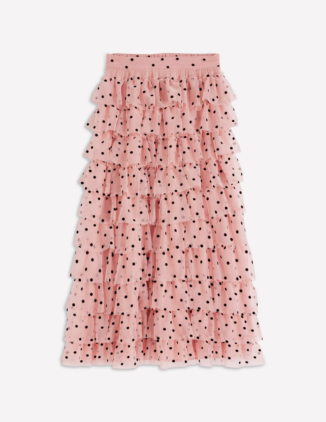 Boden Women Tulle Tiered Skirt-Pink Painted Dot