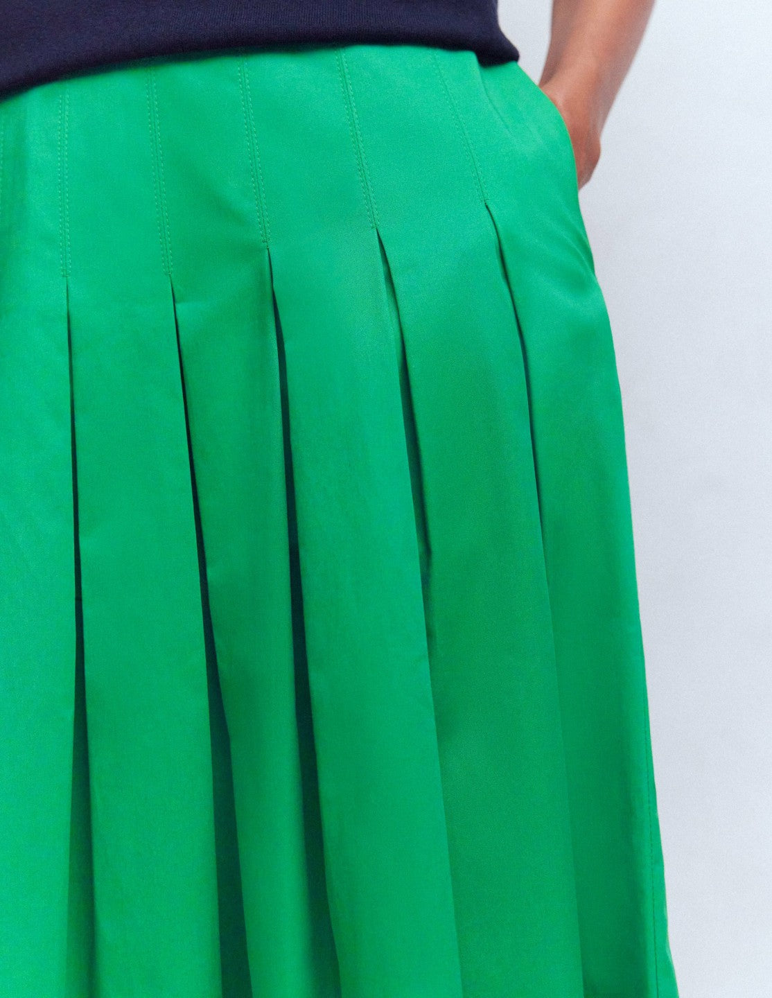 Boden Women Valentina Cotton Sateen Skirt-Rich Emerald