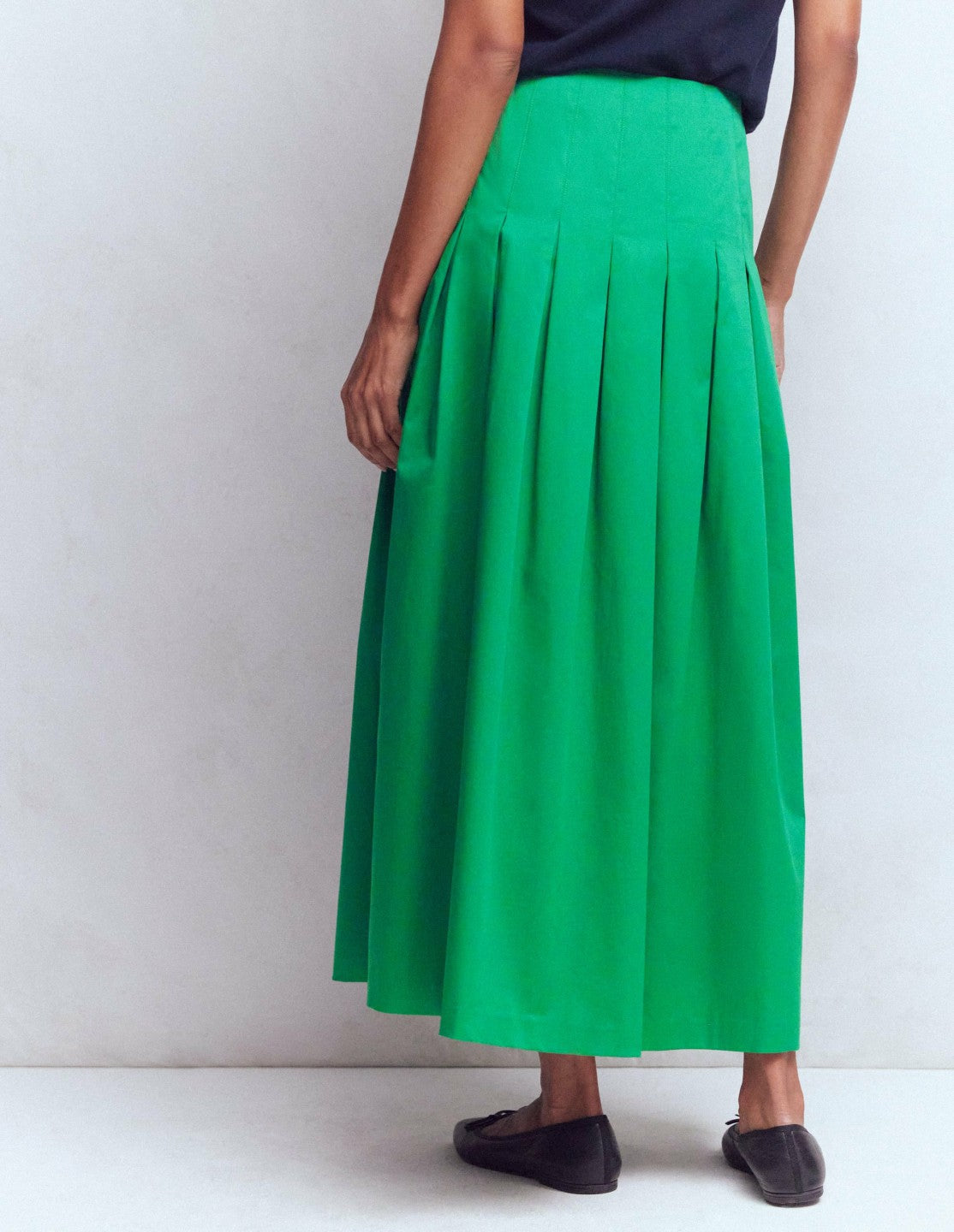 Boden Women Valentina Cotton Sateen Skirt-Rich Emerald