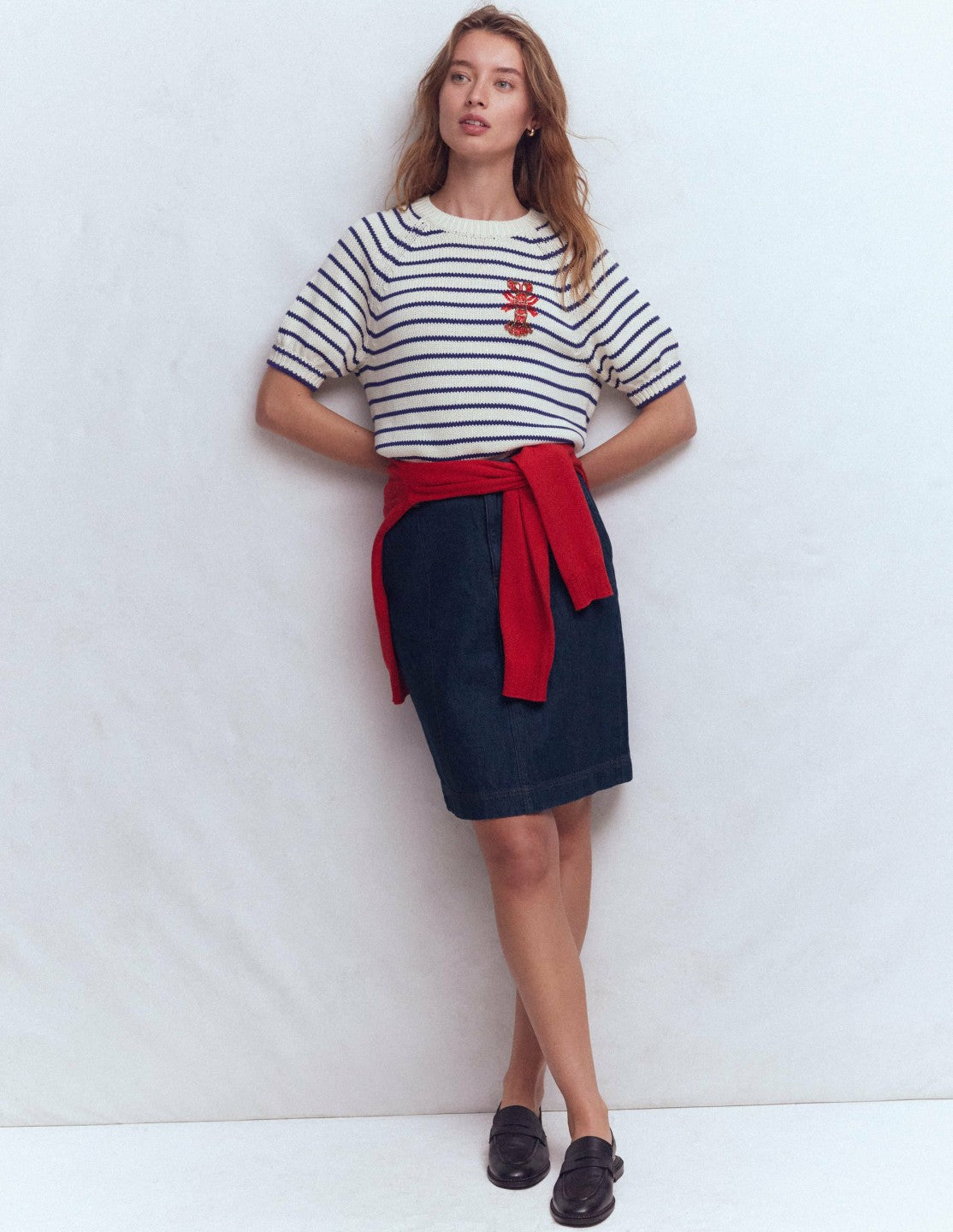 Boden Women Straight Denim Skirt-Indigo