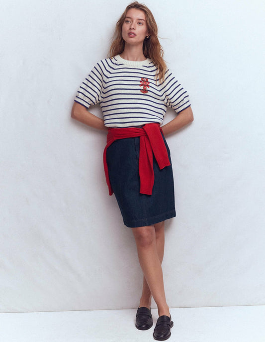 Boden Women Straight Denim Skirt-Indigo