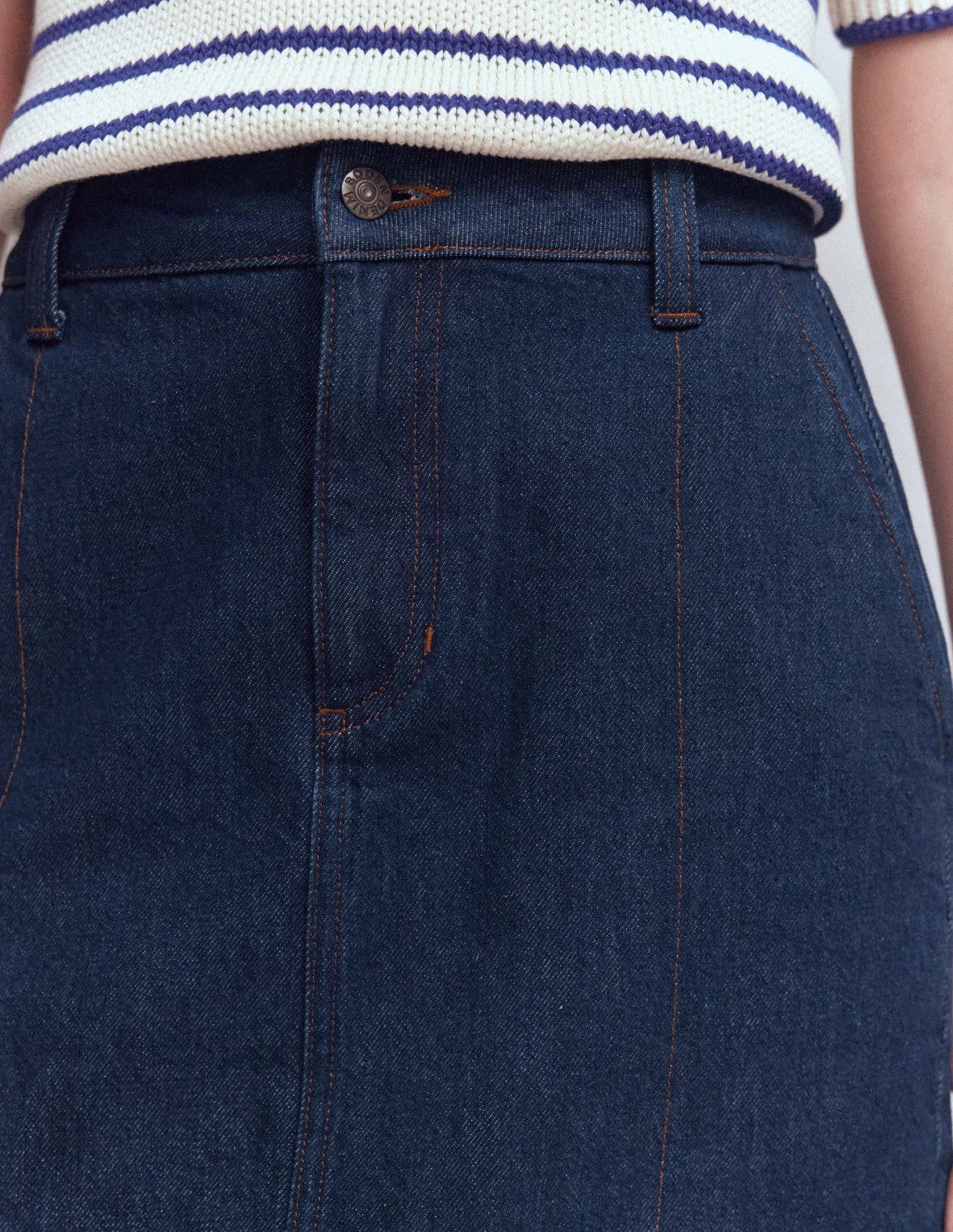 Boden Women Straight Denim Skirt-Indigo