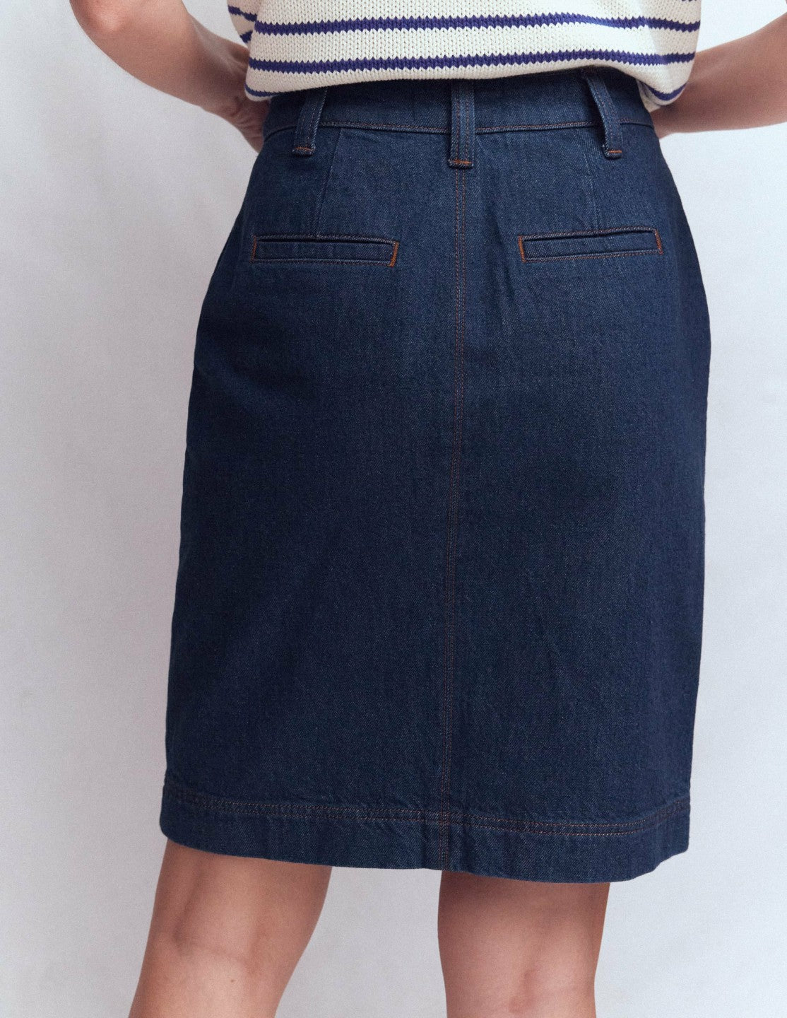 Boden Women Straight Denim Skirt-Indigo