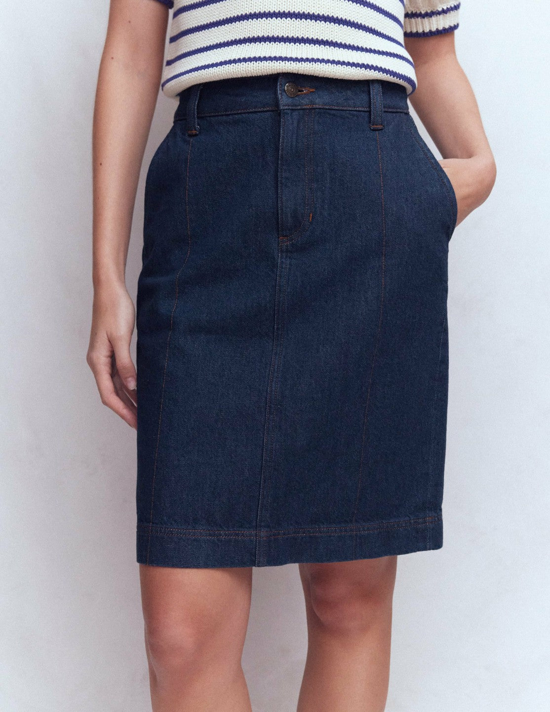 Boden Women Straight Denim Skirt-Indigo