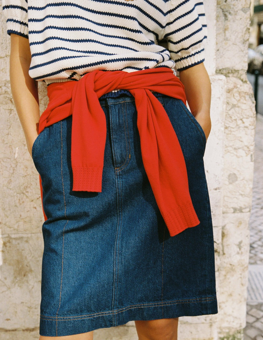 Boden Women Straight Denim Skirt-Indigo