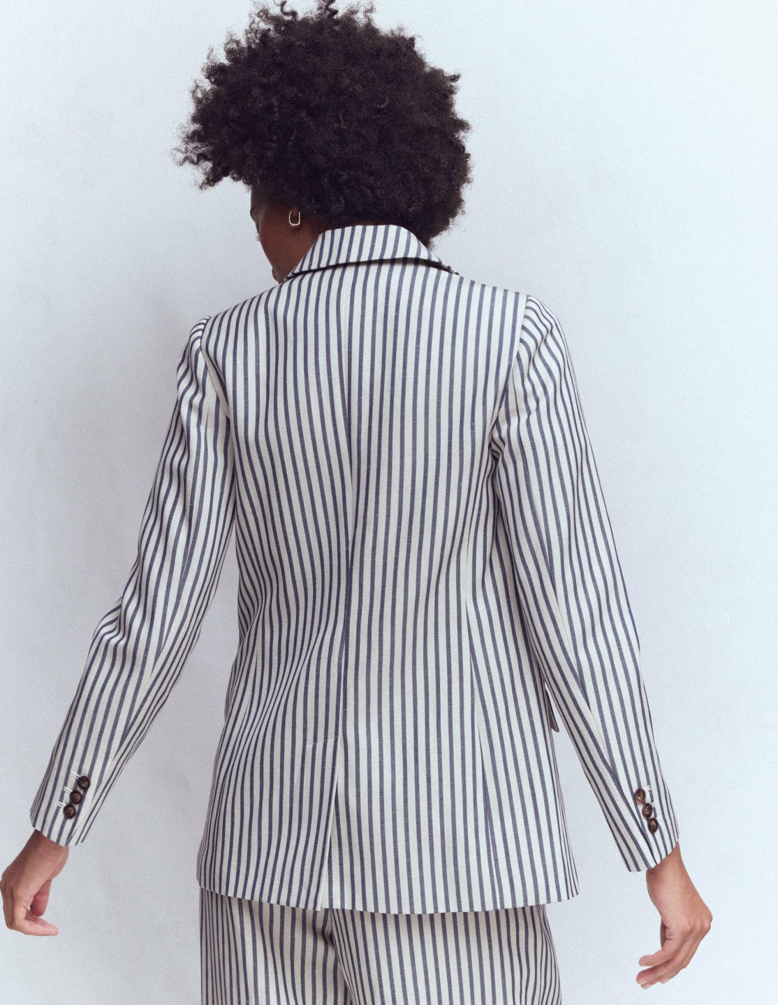 Boden Women Woodbridge Relaxed Blazer-Blue and Ivory Stripe