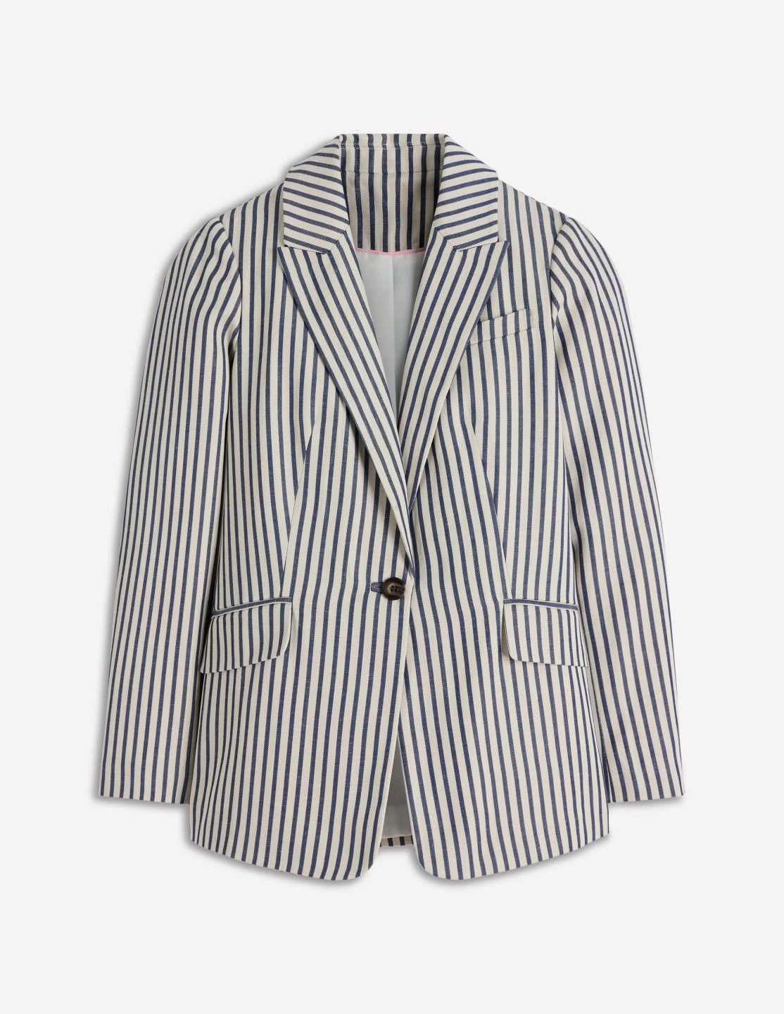 Boden Women Woodbridge Relaxed Blazer-Blue and Ivory Stripe