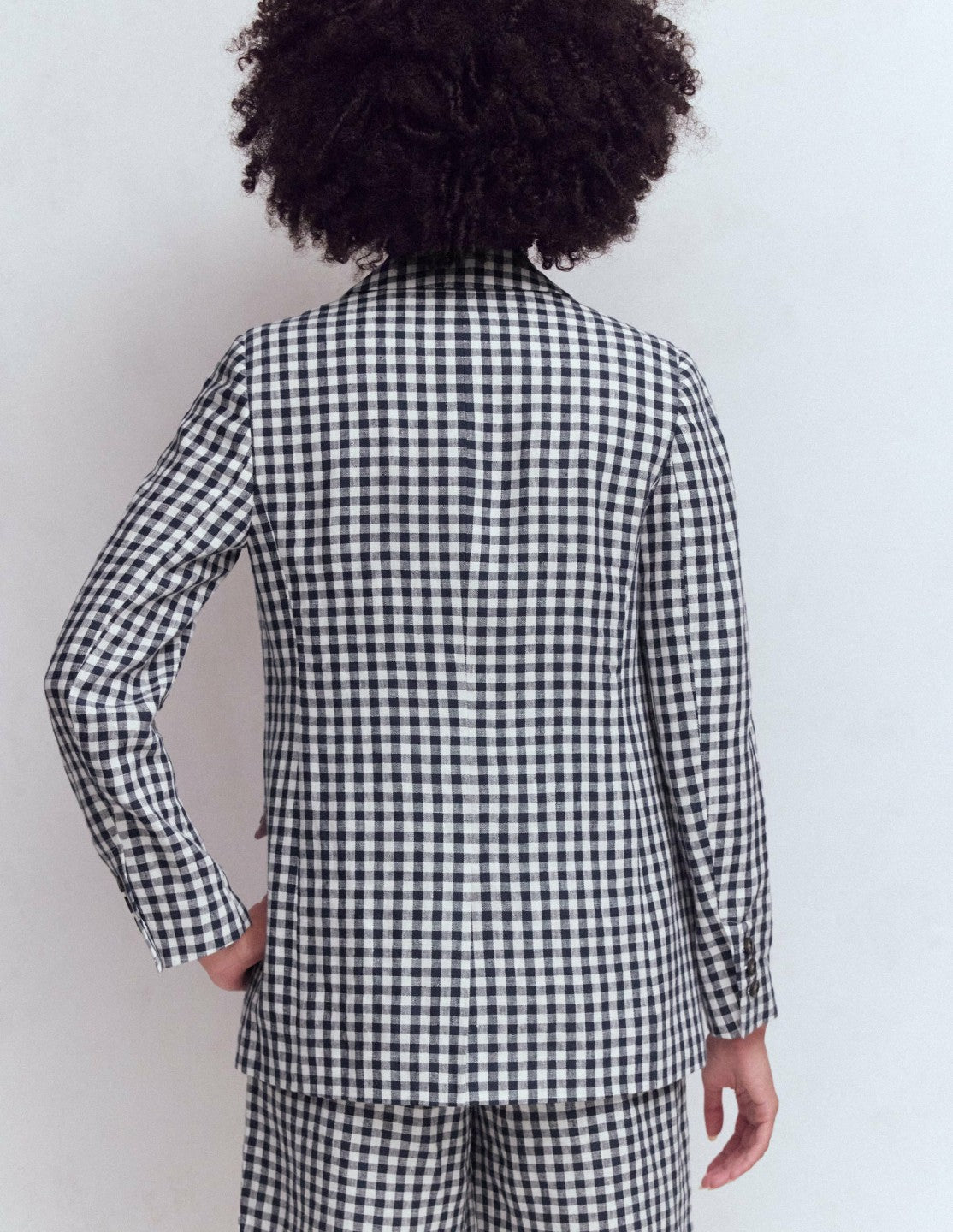 Boden Women Woodbridge Linen Blazer-Navy, Ivory Gingham