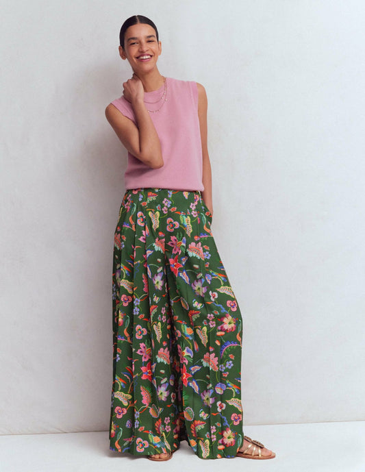 Boden Women Regent Wide Leg Pants-Hunter Green, Orchid Canopy