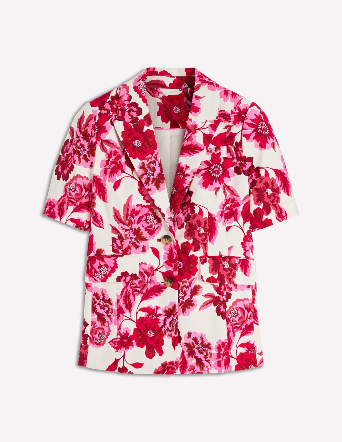 Boden Women Short Sleeve Cotton Blazer-Sangria Sunset, Floral Print