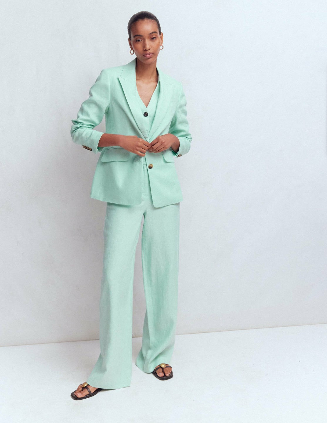 Boden Women Stamford Linen Blazer-Spearmint
