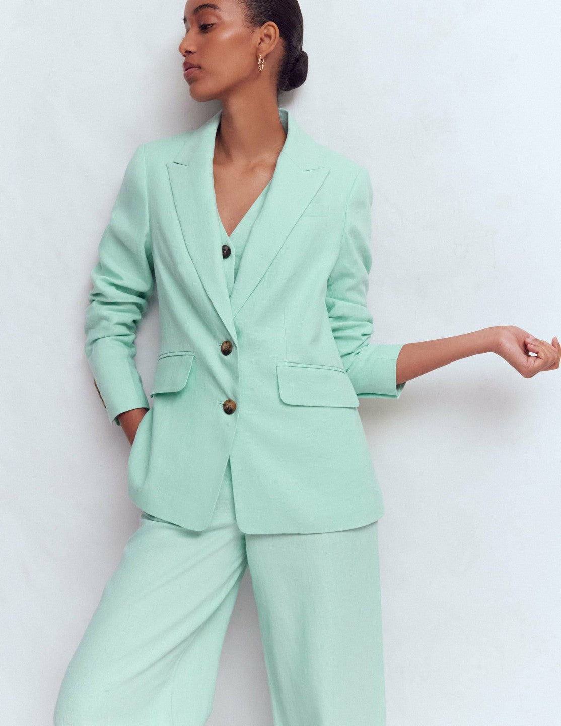 Boden Women Stamford Linen Blazer-Spearmint
