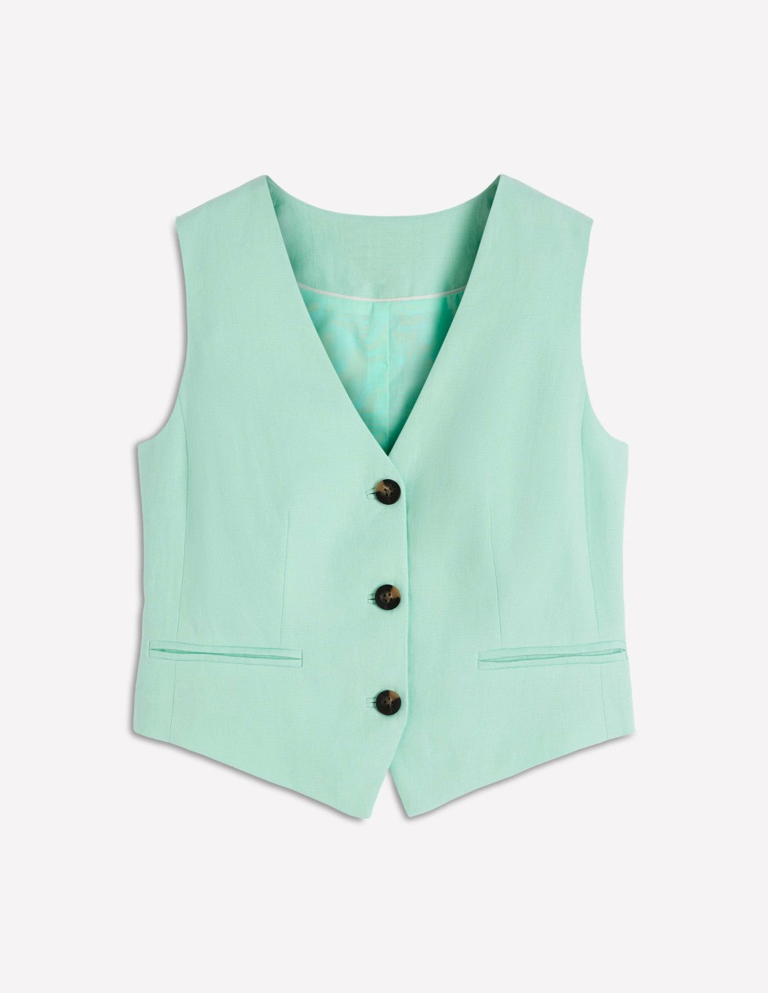 Boden Women V-neck Linen Waistcoat-Spearmint