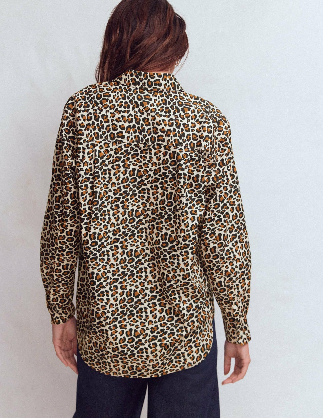 Boden Women Sadie Relaxed Cotton Shirt-Soft Cream, Leopard Flow