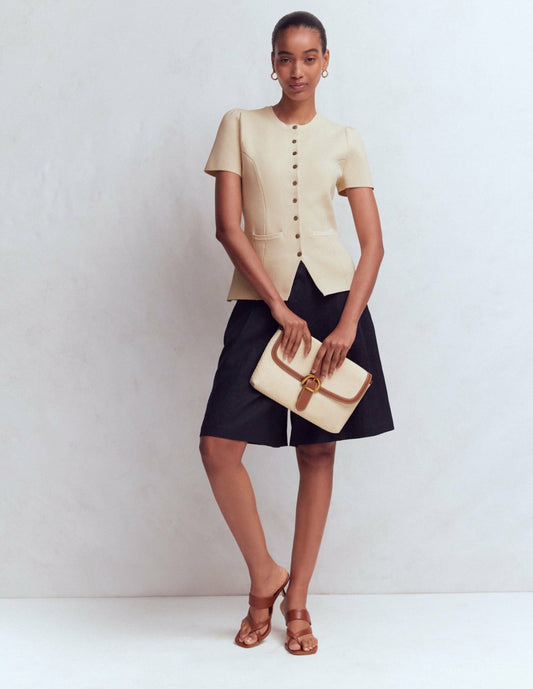 Boden Women Short Sleeve Knitted Jacket-Ivory