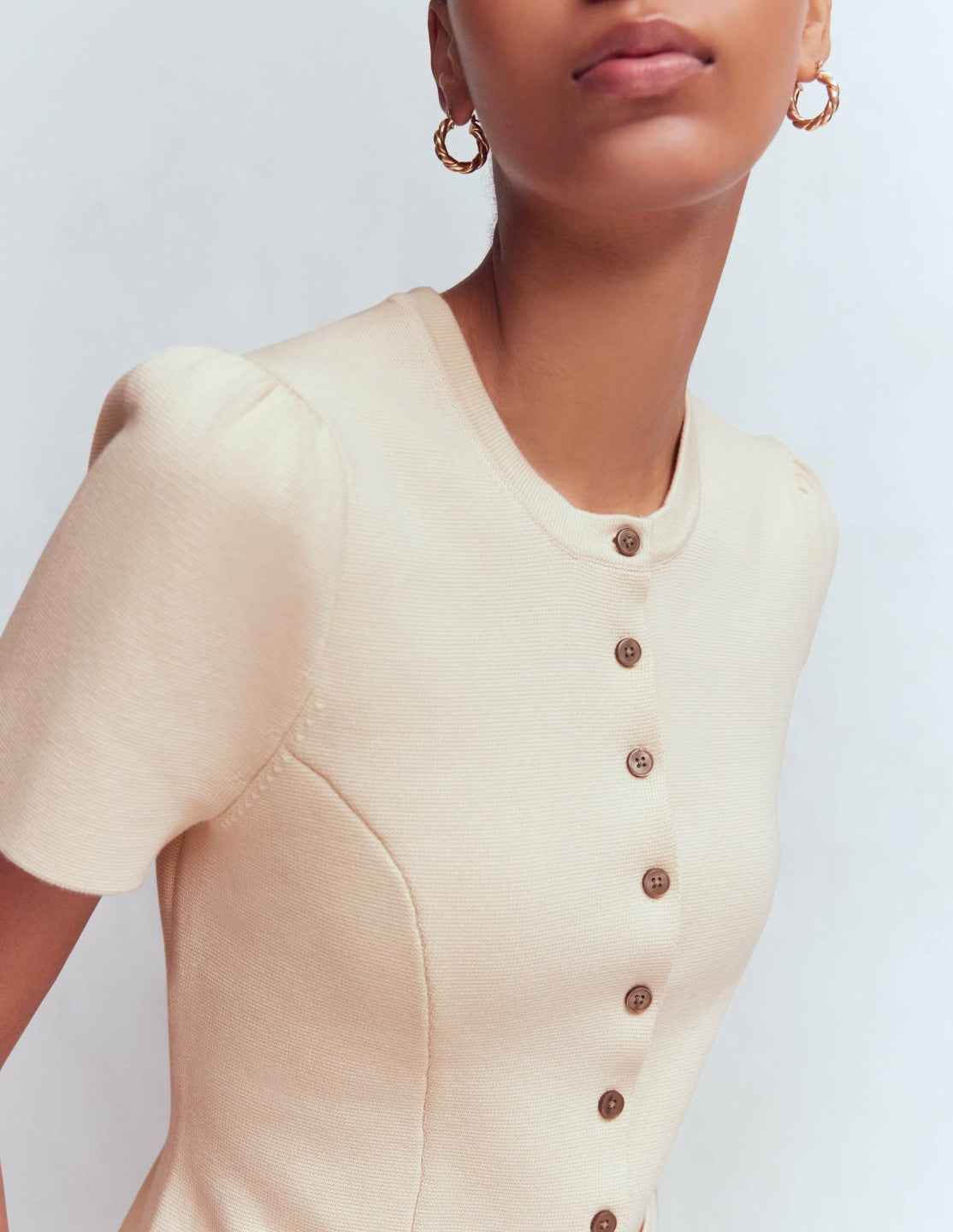 Boden Women Short Sleeve Knitted Jacket-Ivory
