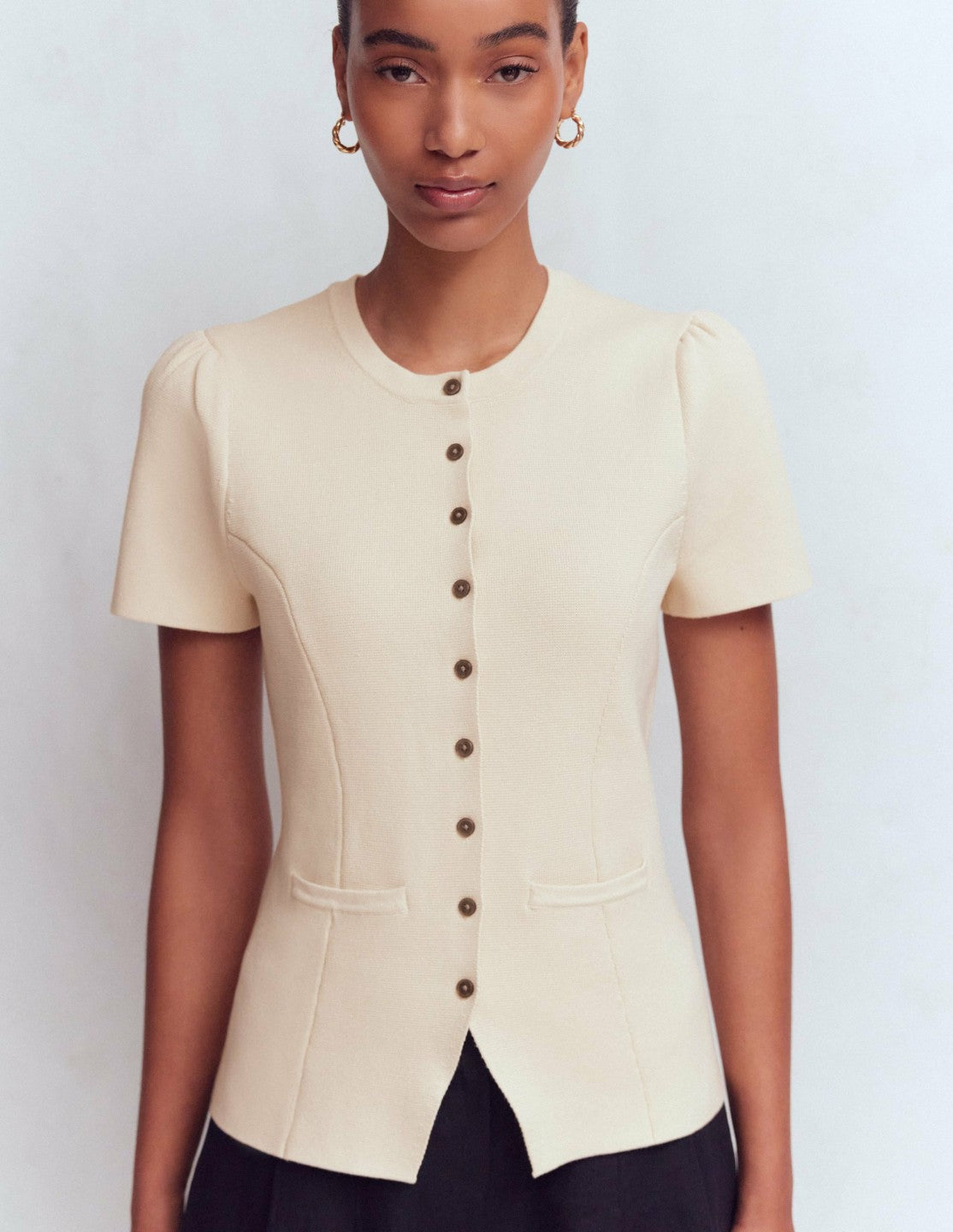 Boden Women Short Sleeve Knitted Jacket-Ivory