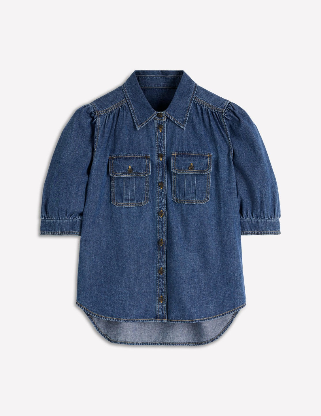 Boden Women Short Sleeve Denim Top-Light Vintage
