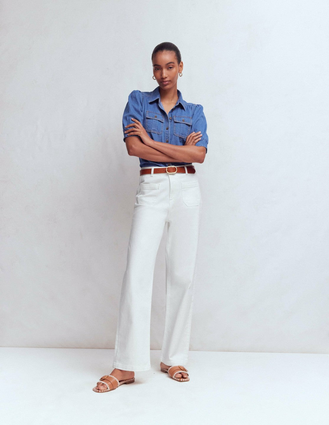 Boden Women Straight Leg Pocket Jeans-White