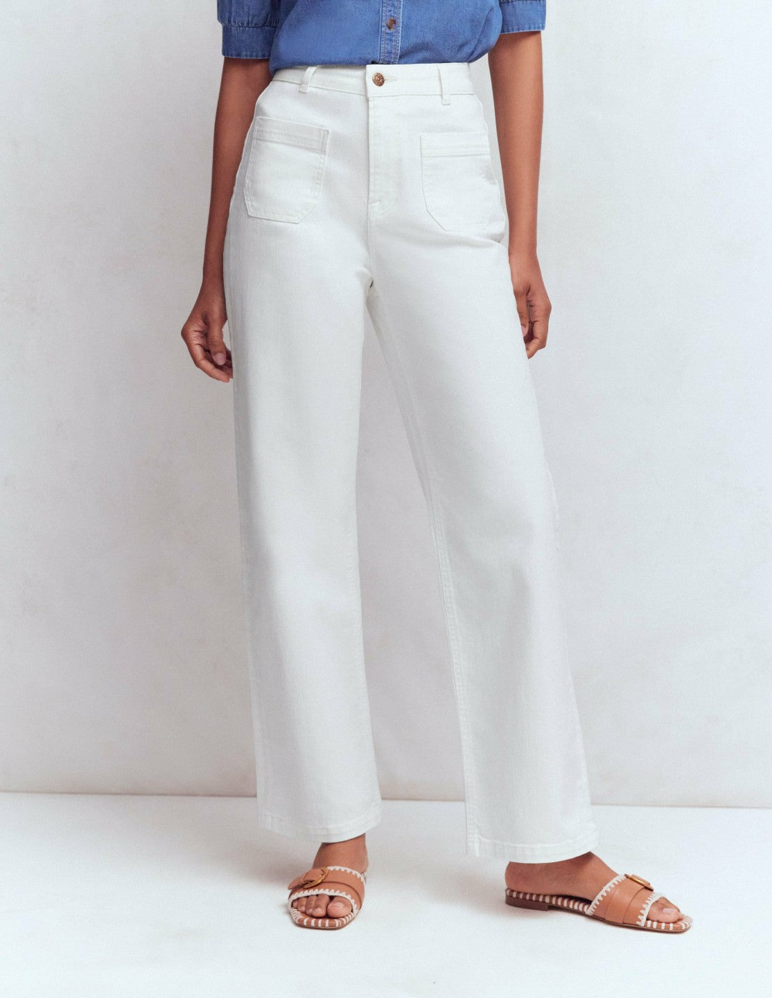 Boden Women Straight Leg Pocket Jeans-White