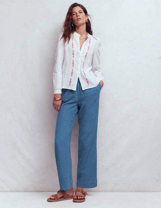 Boden Women Pull On Double Cloth Pants-Seamist Blue